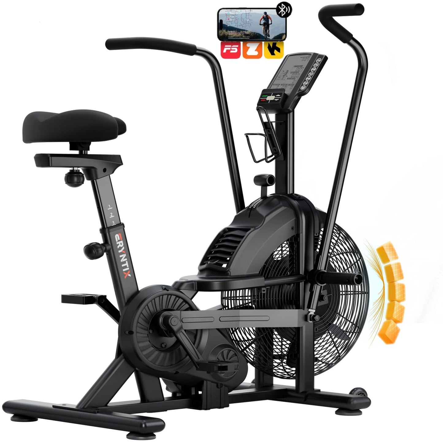 Eryntix Dual Resistance Air Bike, Magnetic & Air Fan Bike with APP Connection, ISCC PLUS Certified, Dual-Action Handlebars for Home Gym HIIT Cardio Full Body Workout(Matte Black)