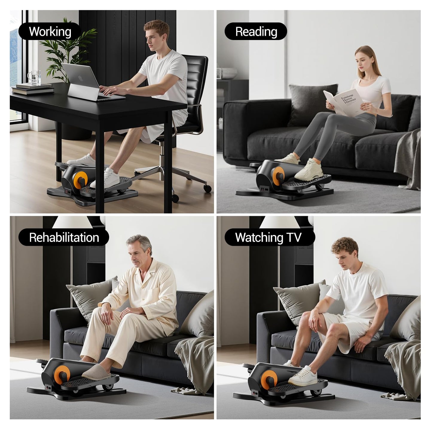 Under Desk Elliptical Machine, Electric Seated Pedal Exerciser, Quiet Leg Exerciser While Sitting for Seniors, Mini Portable Leg Exercise Machine with Remote, Adjustable 12-Speeds, Manual & Auto Mode