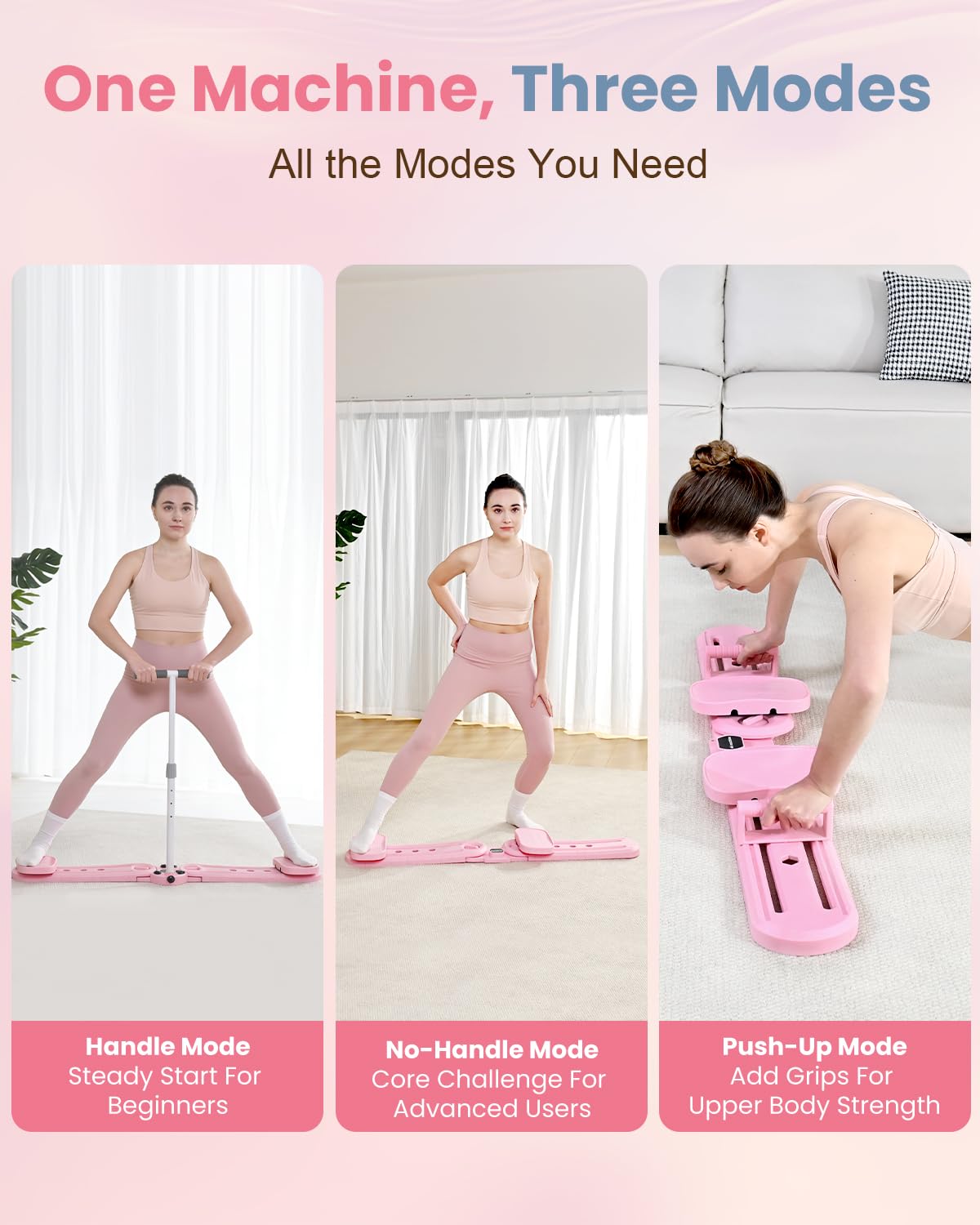 kisnbld Ski Machine, 3-in-1 Foldable Ski Trainer for Women, Pelvic Floor & Core Strengthener, Adjustable Full Body Workout Equipment for Home, Toning & Postpartum Recovery with Push-Up Grips