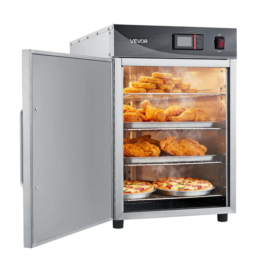 VEVOR Electric Hot Box Food Warmer, 4-Tier Commercial Warming Cabinet with Water Tray, Single-Door and Adjustable Shelves, Stainless Steel Food Warmer Cabinet, for Restaurant, Kitchen, Pizza, Chicken