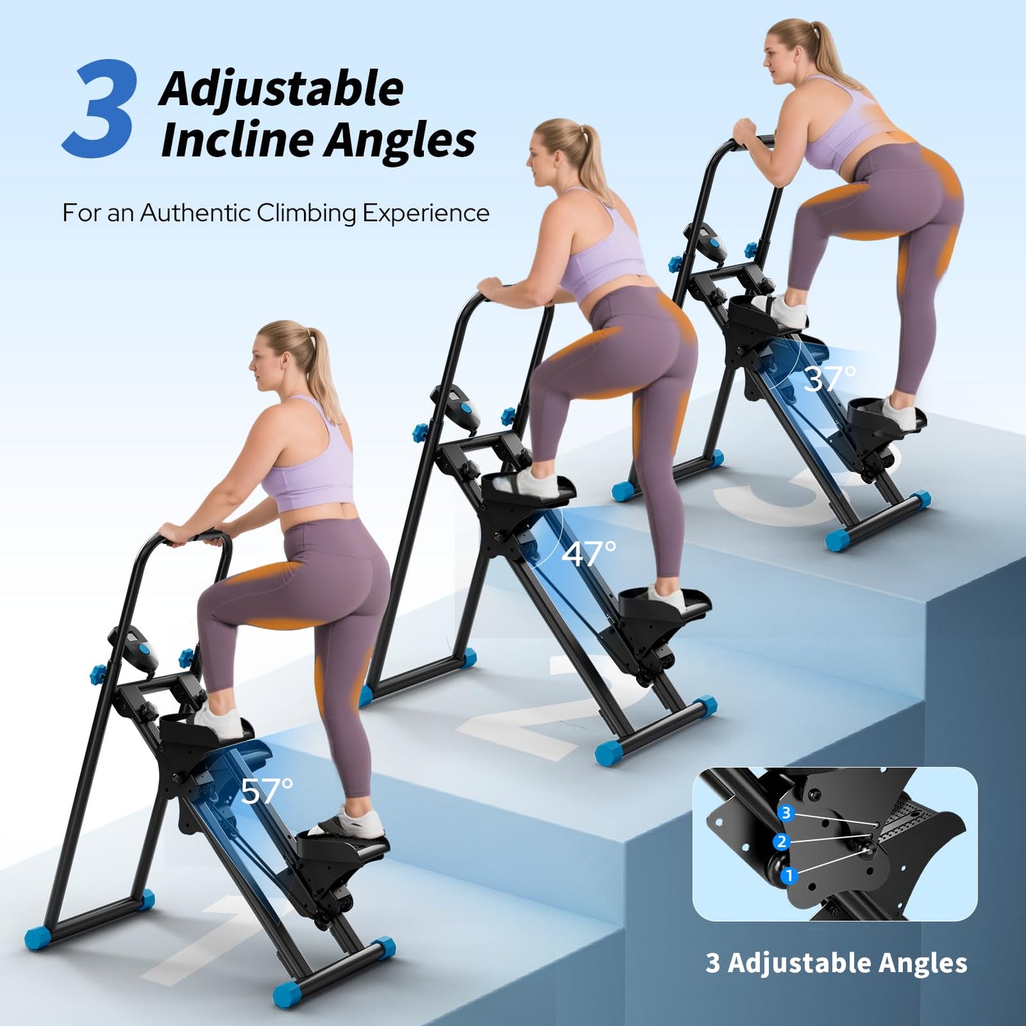 ZCMHAXJ Foldable Stair Stepper for Home, Adjustable Stair Climber with 4 Heights & 3 Angles, Compact Folding Vertical Stair Master for Exercise at Home for Full-Body Workout