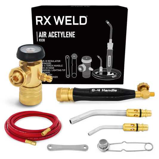 RX WELD Oxy-Fuel Welding and Cutting Torch Kit - X-3B Air Acetylene Kit with B-Type Regulator & Tips (Cylinders Not Included)