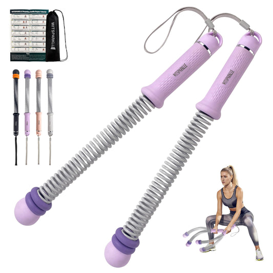 WITSPARKLLE Ropeless Battle Ropes, Adjustable Cordless Battle Ropes with Resistance Springs, Weighted Portable Workout Rope for Home Gym, Low-Impact HIIT Training Equipment for Men & Women (Purple)