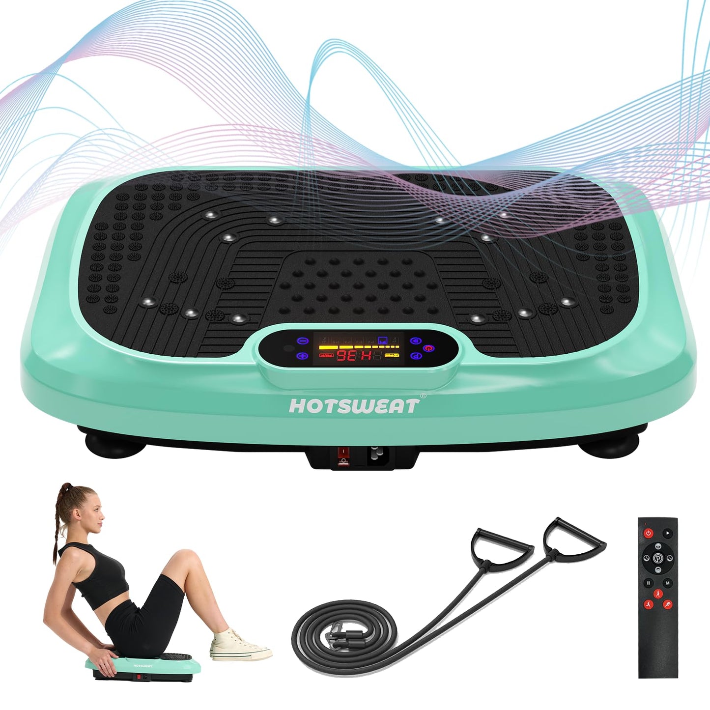 HOTSWEAT Vibration Plate Exercise Machine for Lymphatic Drainage, Power Plate Vibrating Platform, Shaker for Weight Loss, Exercise Board with 120 Levels for Home Gym