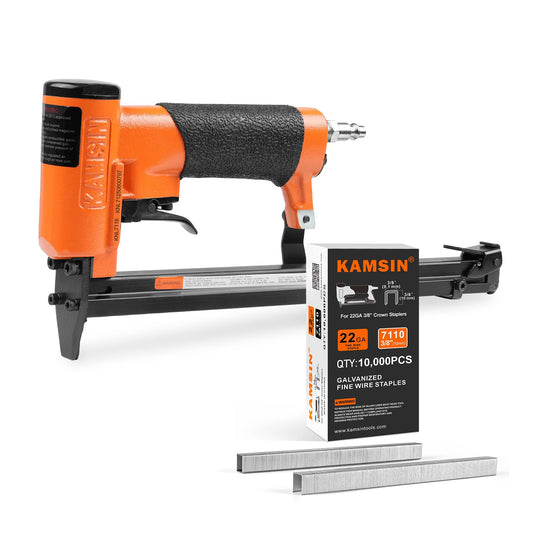 Kamsin KNL7116 22 Gauge Pneumatic Upholstery Stapler Bundle with 10,000pcs 3/8" Crown 3/8" Leg Length KAMSIN 7110 Staples