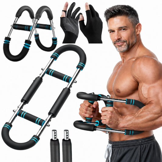 Twister Arm Trainer, Gorilla Bar, Upgraded 3.0 Arm Exerciser for Chest Workout, 80-110lbs Adjustable Twister Resistance Level, Ergonomic Gym Home Strength Bar with Non-Slip Handles with 3D Gloves.