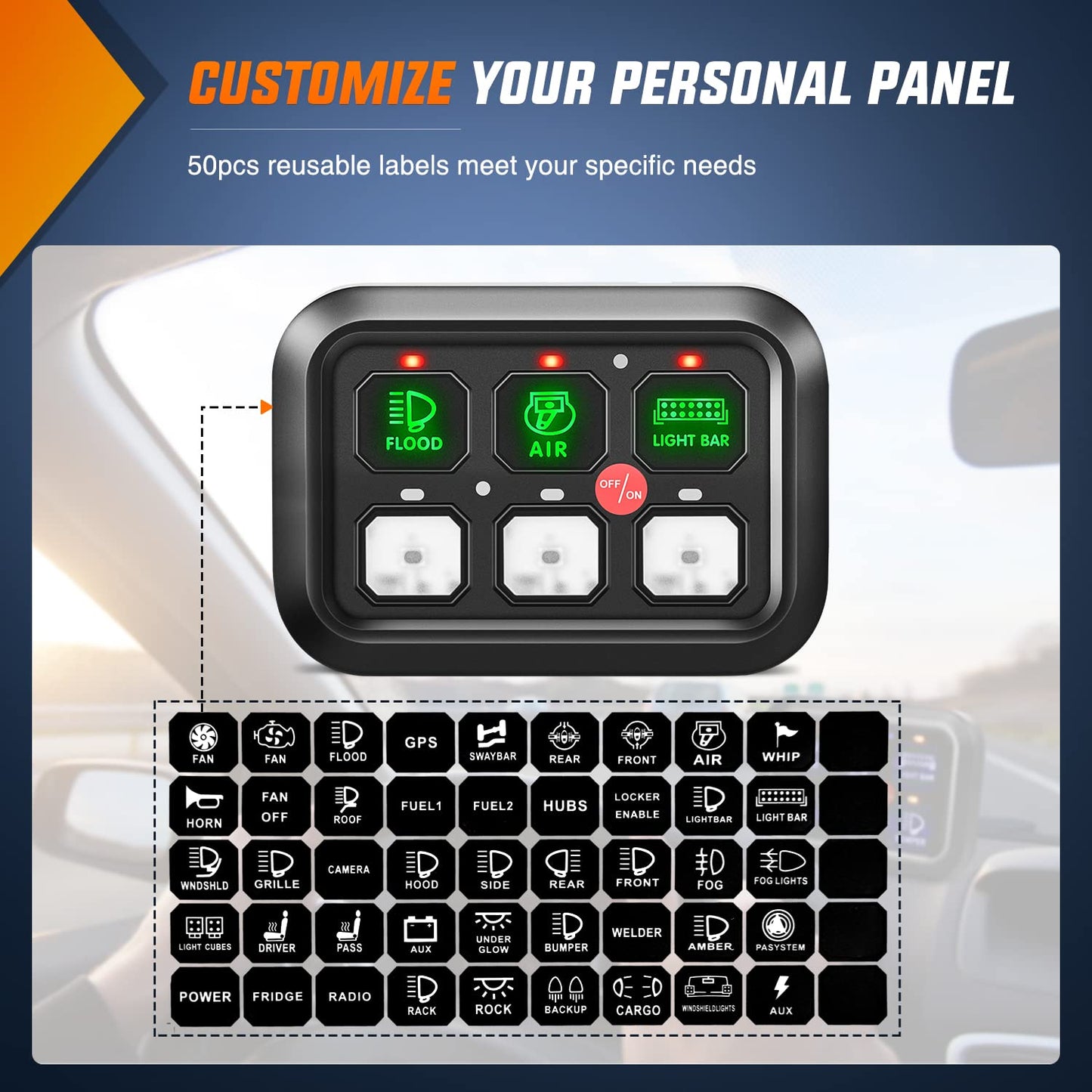 Nilight 6 Gang Switch Panel Universal Circuit Control Relay System with Fuse Wiring Harness Automatic Dimmable ON-Off LED Switch Pod for Cars Trucks Boats ATV UTV SUV, 2 Years Warranty