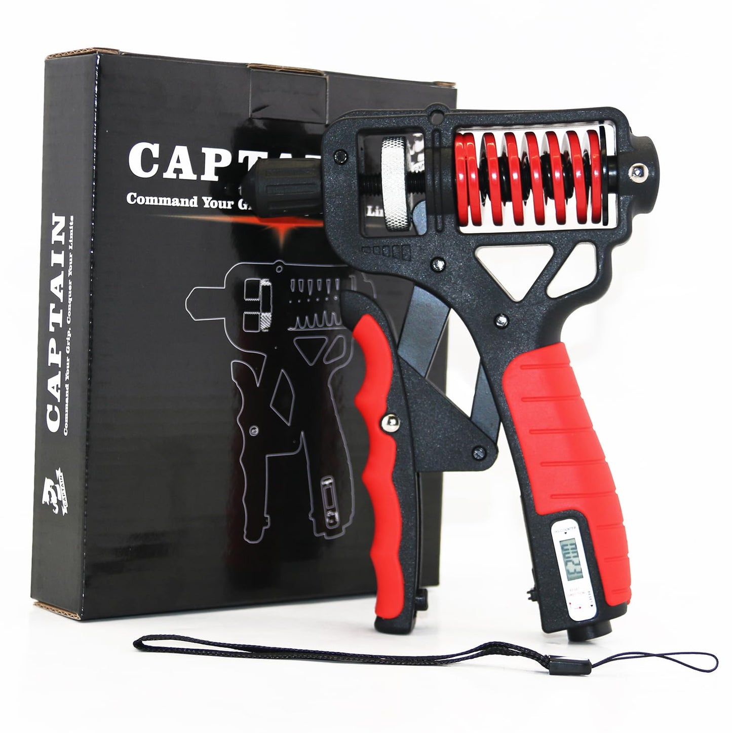 CAPTAIN Adjustable 10–400 lb Electronic Grip Strength Trainer – Alloy Frame, Titanium-Plated Steel, TPR Non-Slip Handles