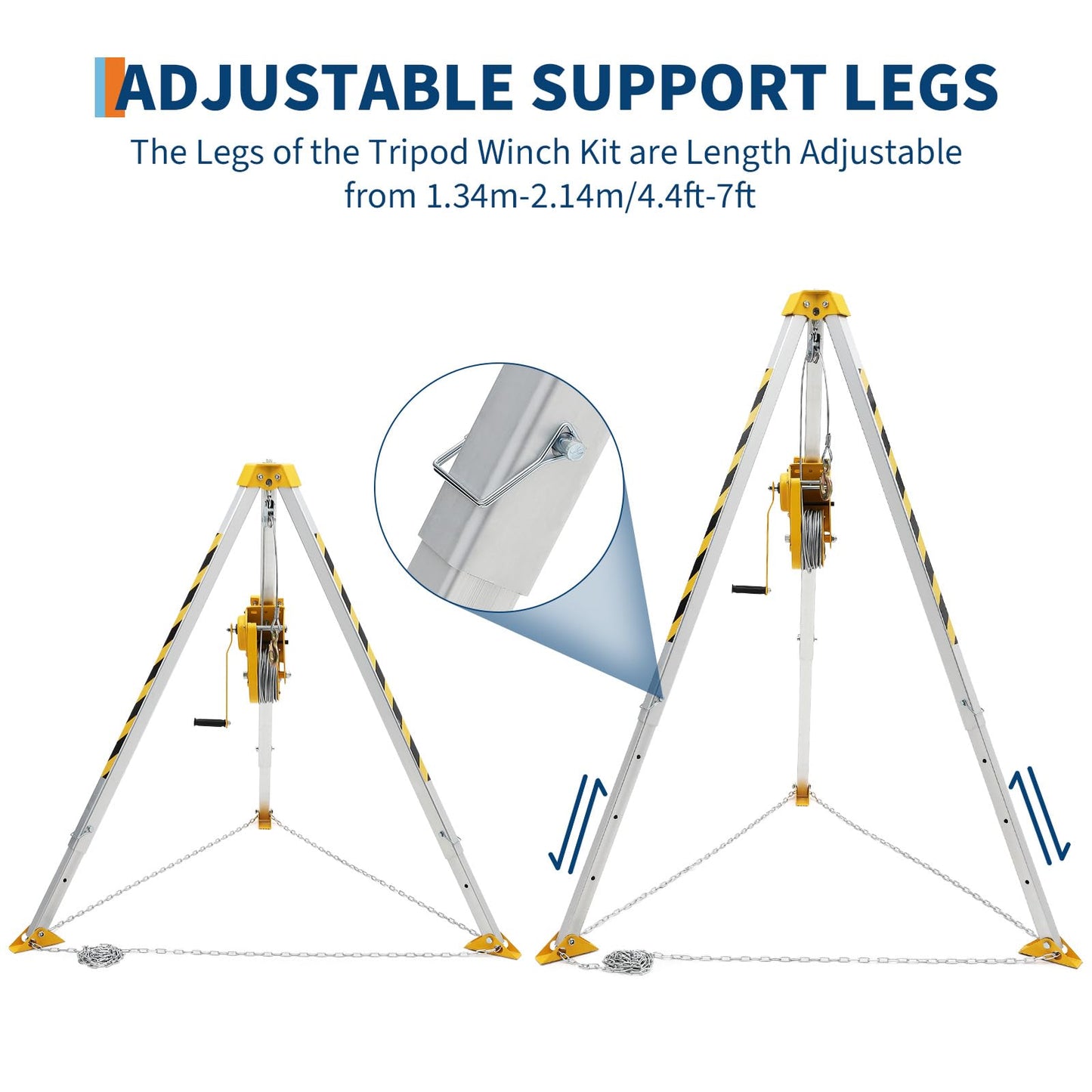 GAOMON Rescue Tripod Kit, Confined Space Tripod Kit, Heavy Duty Rescue Tripod Lifting Hoist 1200 Lbs Winch, 49 ft Cable Portable Kit, for Well, Sewer, Manhole, Tank