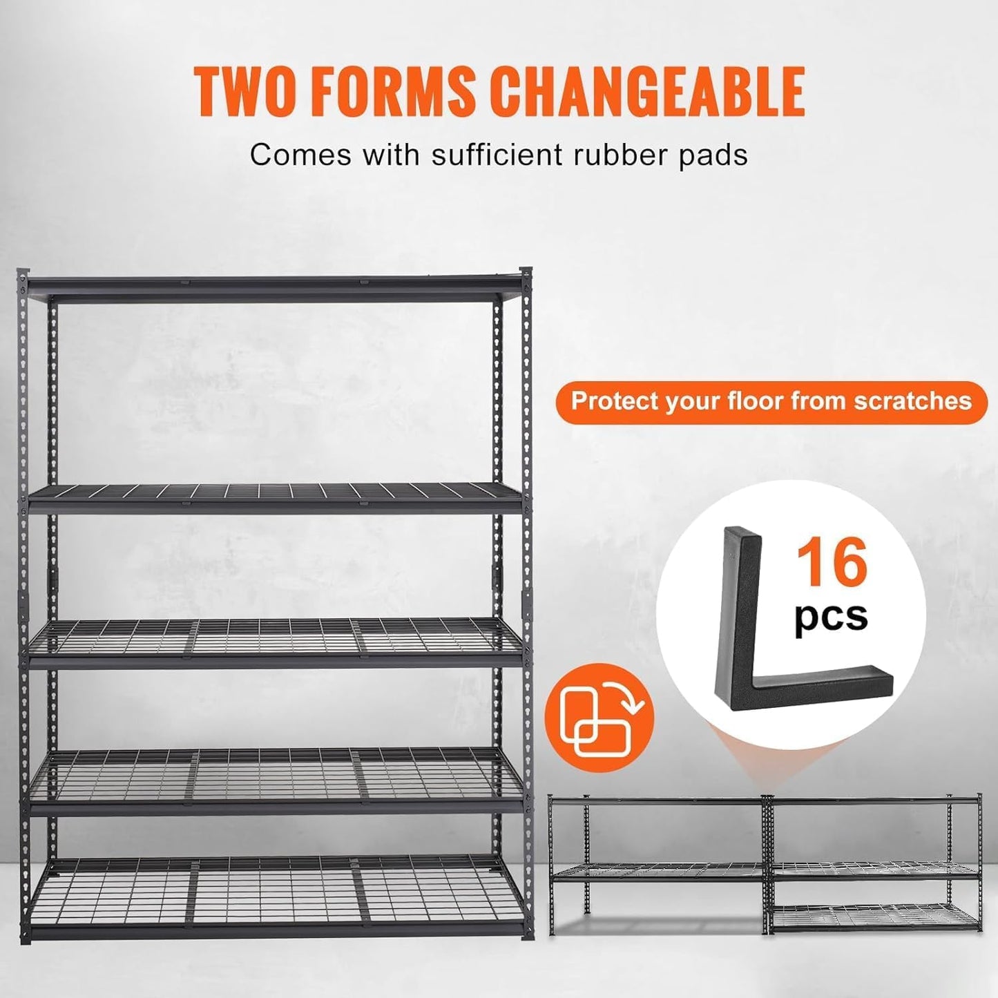 PioneerWorks 2500 Lbs Capacity Heavy Duty Garage Shelving, 48x18x72 Inch 5-Tier Metal Wire Shelves, Adjustable Industrial Storage Rack for Garage, Basement, Warehouse Organization