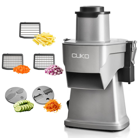 CUKO 4-in-1 Electric Vegetable Chopper, 200W Multifunctional Food Processor, Electric Vegetable Slicer & Dicer with Slicing Shredding Dicing Striping for Home & Commercial Use