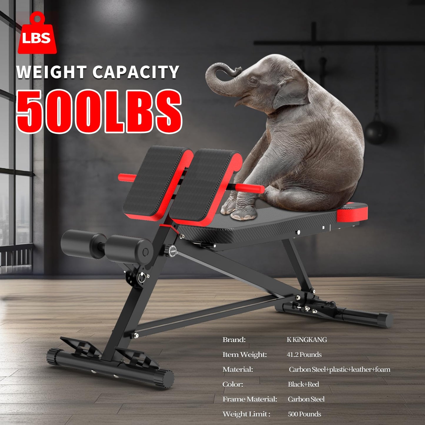 K KiNGKANG Adjustable Weight Bench,Roman Chair Load 500 LBS Workout Bench for Home Gym Workout Fitness Equipment Adjusts to Decline or Flat Bench