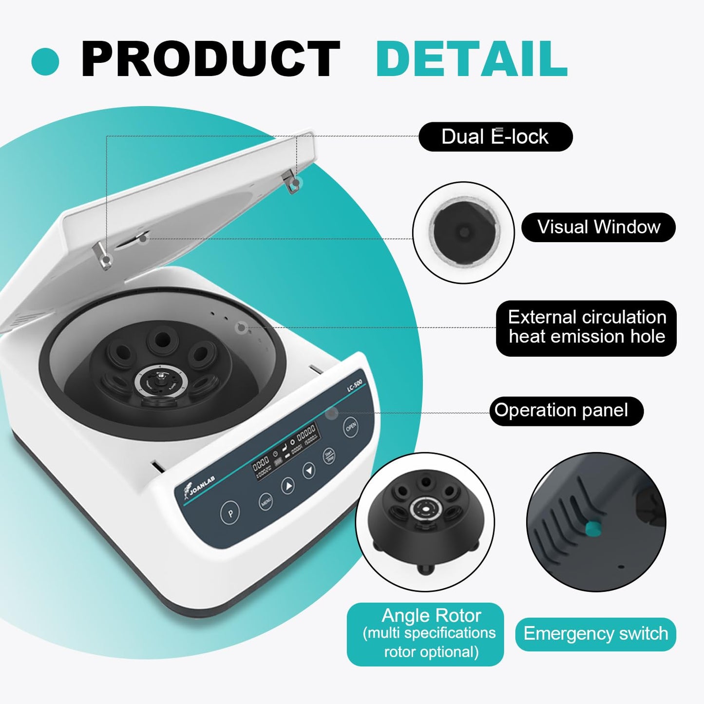 JOANLAB Digital Lab Centrifuge Machine Built-in Four Auto Programs (CGF*PRP*APRF*IPRF) 5ml/10ml /15ml x 12 Low Speed 500-4000rpm,2075xg
