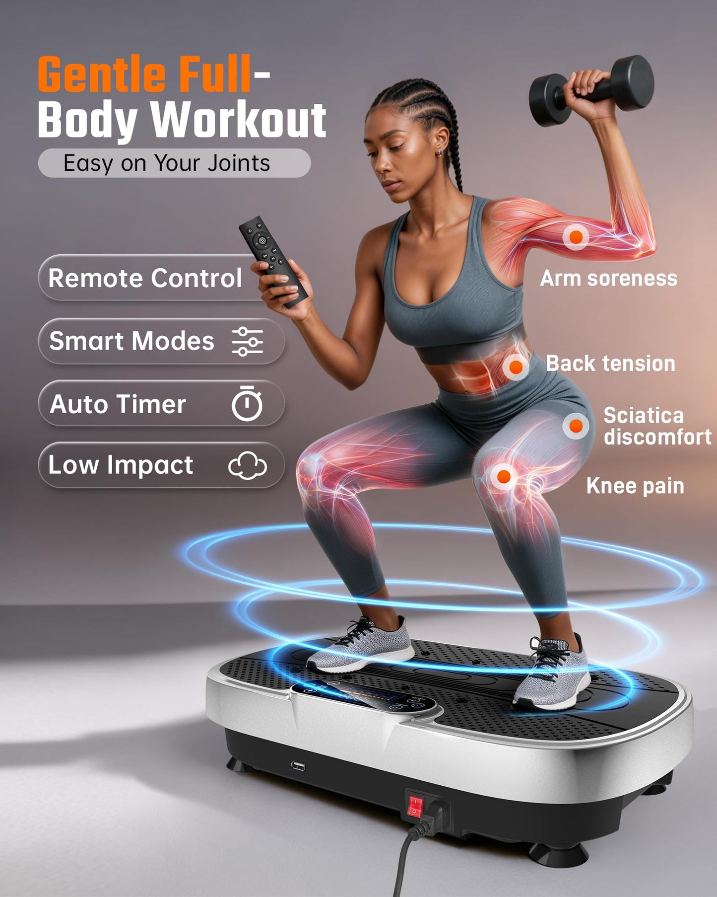 Vibration Plate Exercise Machine for Weight Loss and Lymphatic Drainage - 330lbs Capacity Vibrating Platform for Home Gym Workout, Full Body Shaker Pilates Equipment with Loop Bands for Women and Men