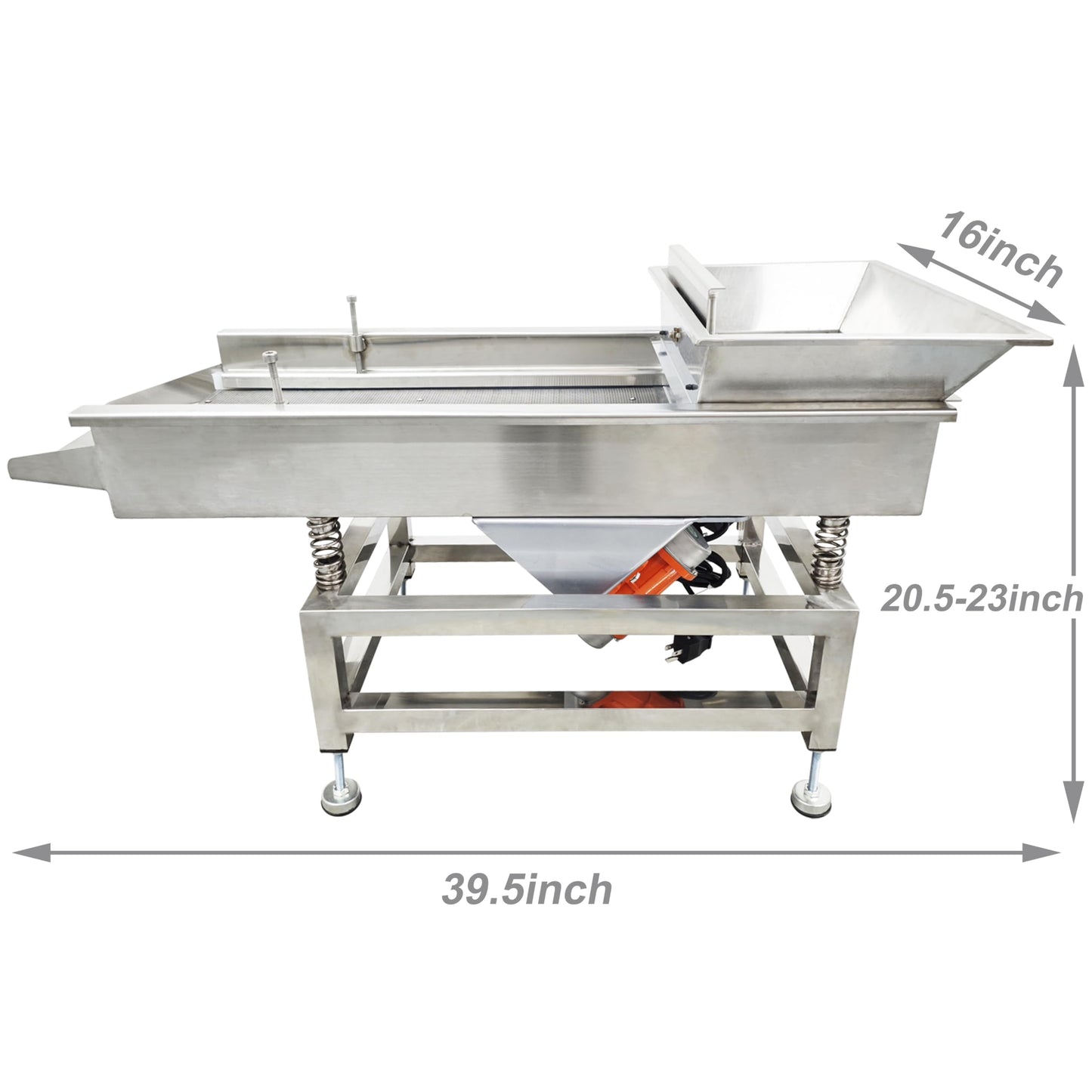 TECHTONGDA Straight Vibrating Sieve Screen Shaker Electric Linear Sifter Machine Stainless Steel One Layer Two Motors 4mm Round Hole Screen Size 11.8×31.5inch 110V