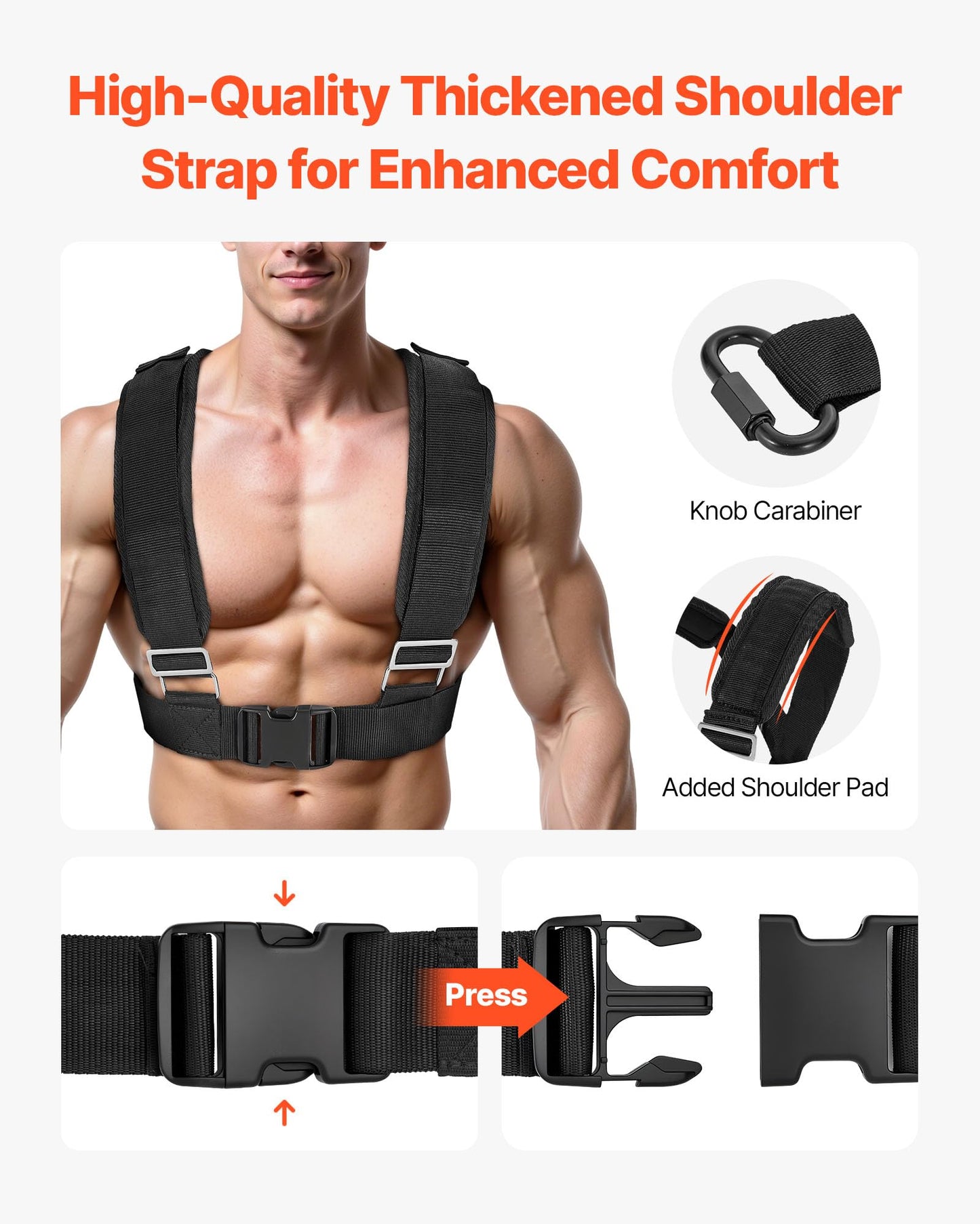 VEVOR Weight Sled, Fitness Strength Training Pull Push Running Sled, Fitness Workout Sled Push Gym Equipment, with Handle, Compatible 1/2 in Weight Plates, Orange, Football Sleds and Chutes