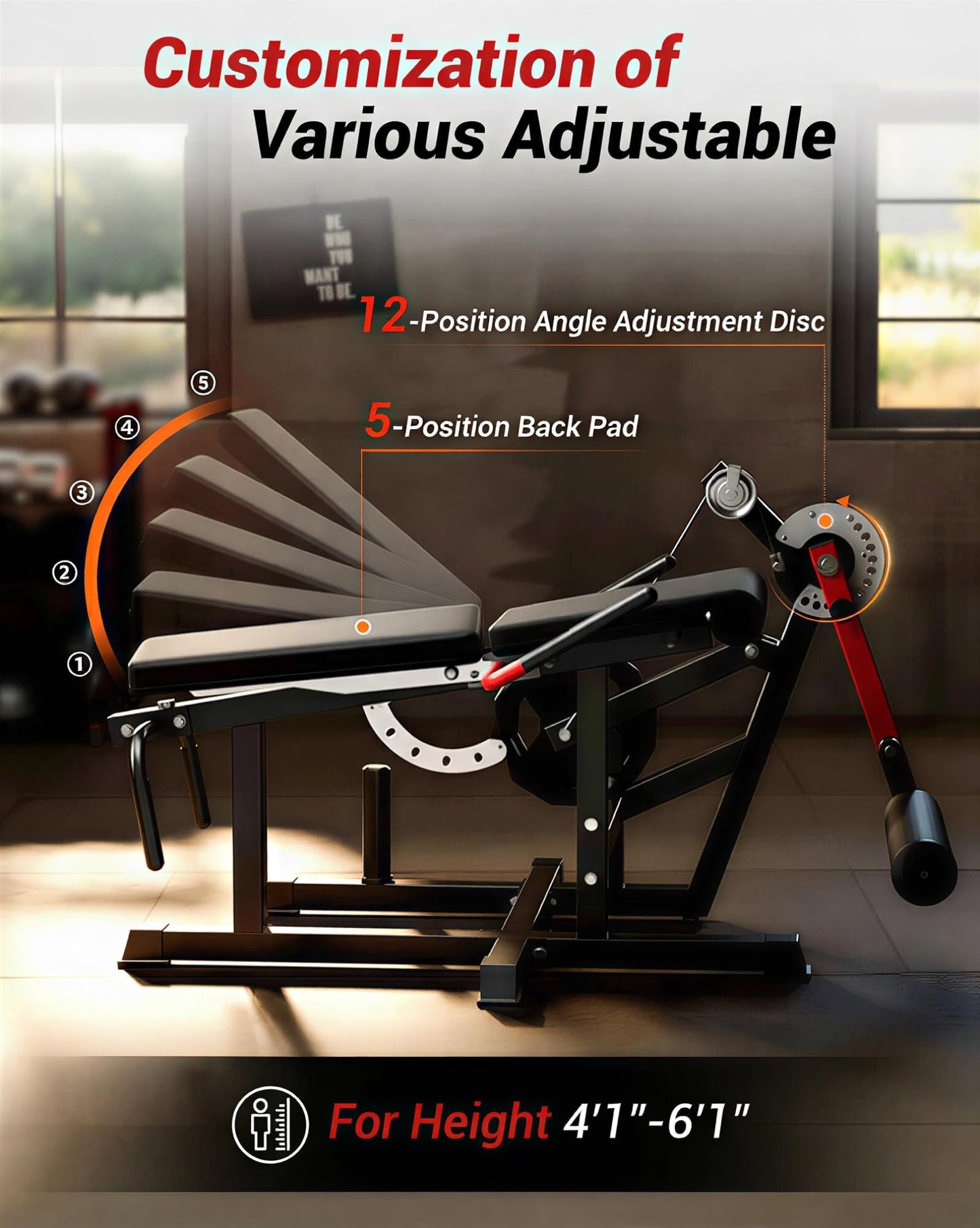 Leg Extension and Curl Machine, 700LB Adjustable Leg Curl Machine, Seated Leg Extension and Lying Curl Machine for Home Gym, Leg Workout Equipment Compatible with 1'' and 2'' Plates