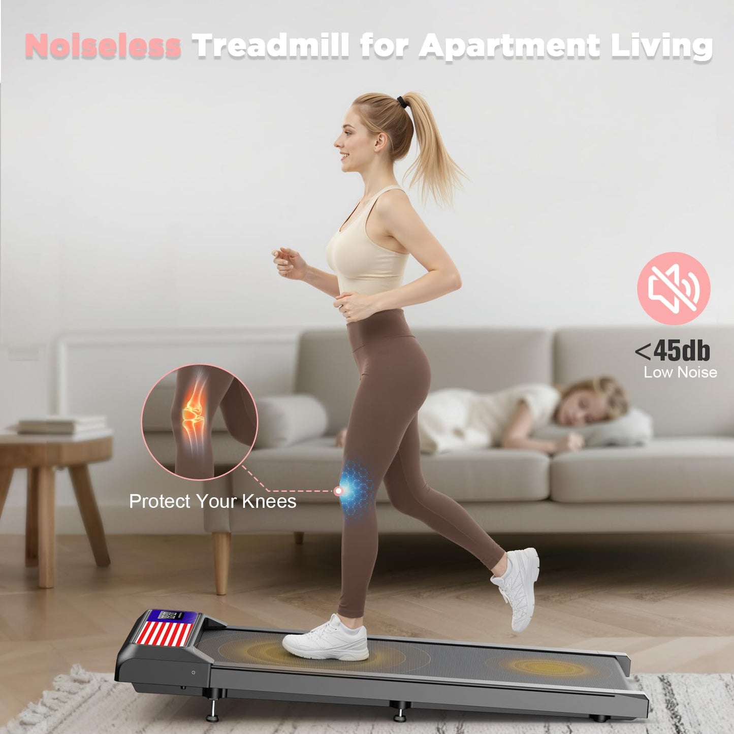 Walking Treadmill Pad Under-Desk with Incline - 2.5HP Home Running Pad LED Display Exercise Machine with Remote Control