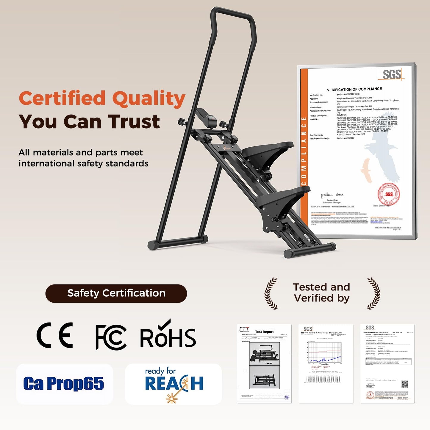 Sportneer Foldable Stair Stepper for Home Gym, Adjustable Resistance, Vertical Climber with Handlebar, Extended Step Range for Full-Body Workouts with 440lbs Weight Capacity Black