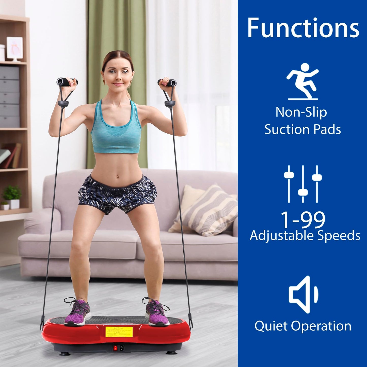 ZENY Vibration Plate Exercise Machine, Whole Body Workout Vibration Fitness Platform for Weight Loss, Toning Wellness, Home Gym Equipment (Red)