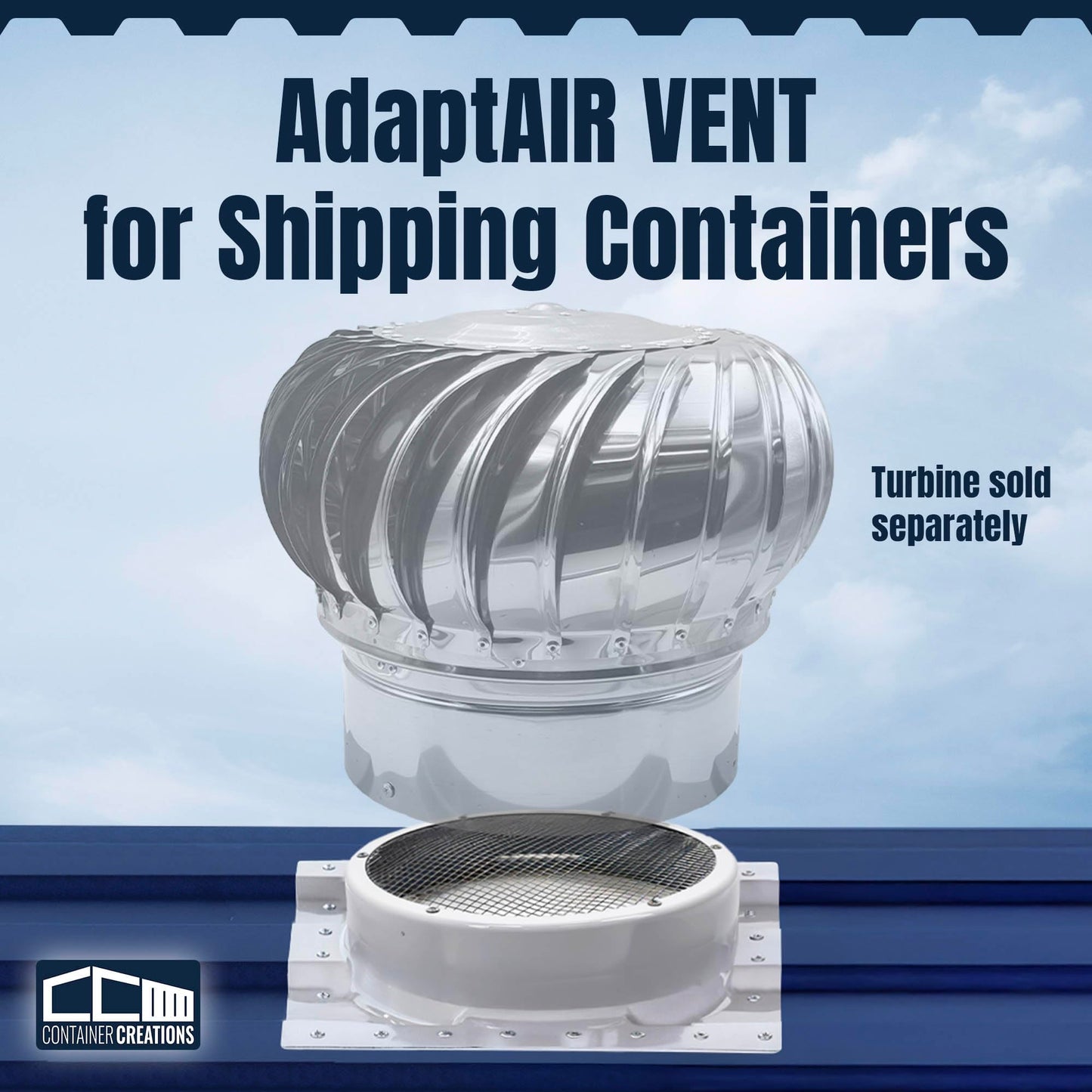 AdaptAIR® Roof Vent Adapter (1-Pack) for 20' Shipping Container/Conex Setup - Fits 12-Inch Turbines - Pair with 1-Pack Turbine, Sold Separately
