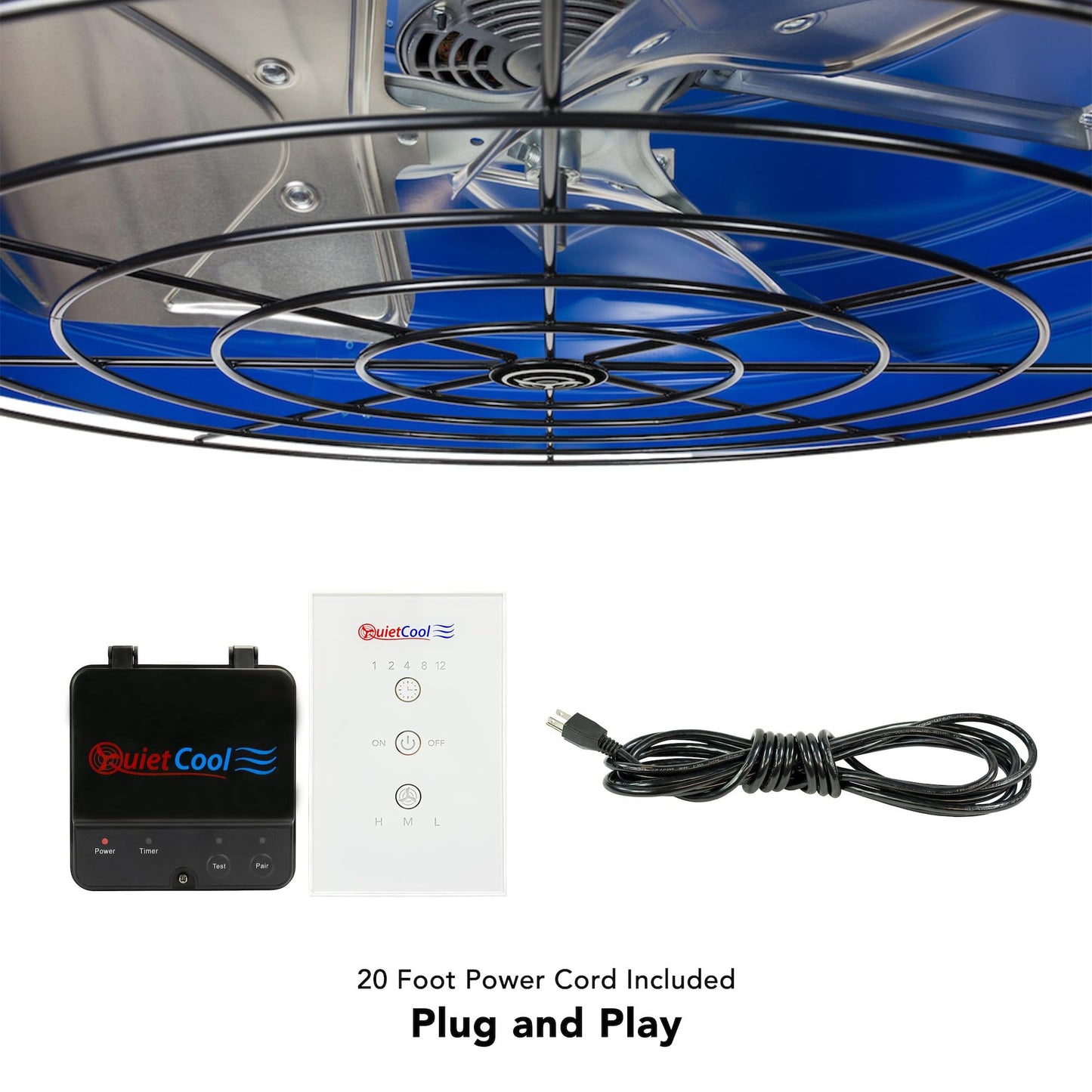 Quietcool QC CL-4700 RF Classic Advanced Whole House Fan with Wireless Control - Up to 4415 CFM - Two Speed - Covers up to 2,208 SQFT - 10 Year Warranty - Removable Grille