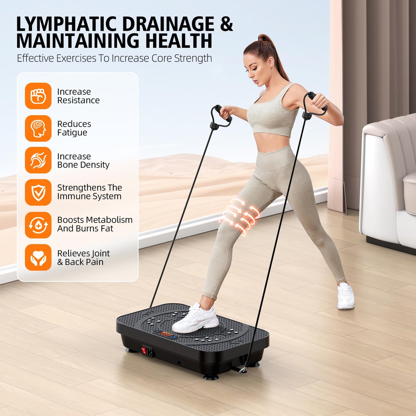 OVANZA Vibration Fitness Plate Exercise Machine, Professional Automatic Mode Full-Body, Promotes Lymphatic Circulation, Burns Fat & Weight Loss, Home Fitness Equipment - 330 LBS for Women and Men