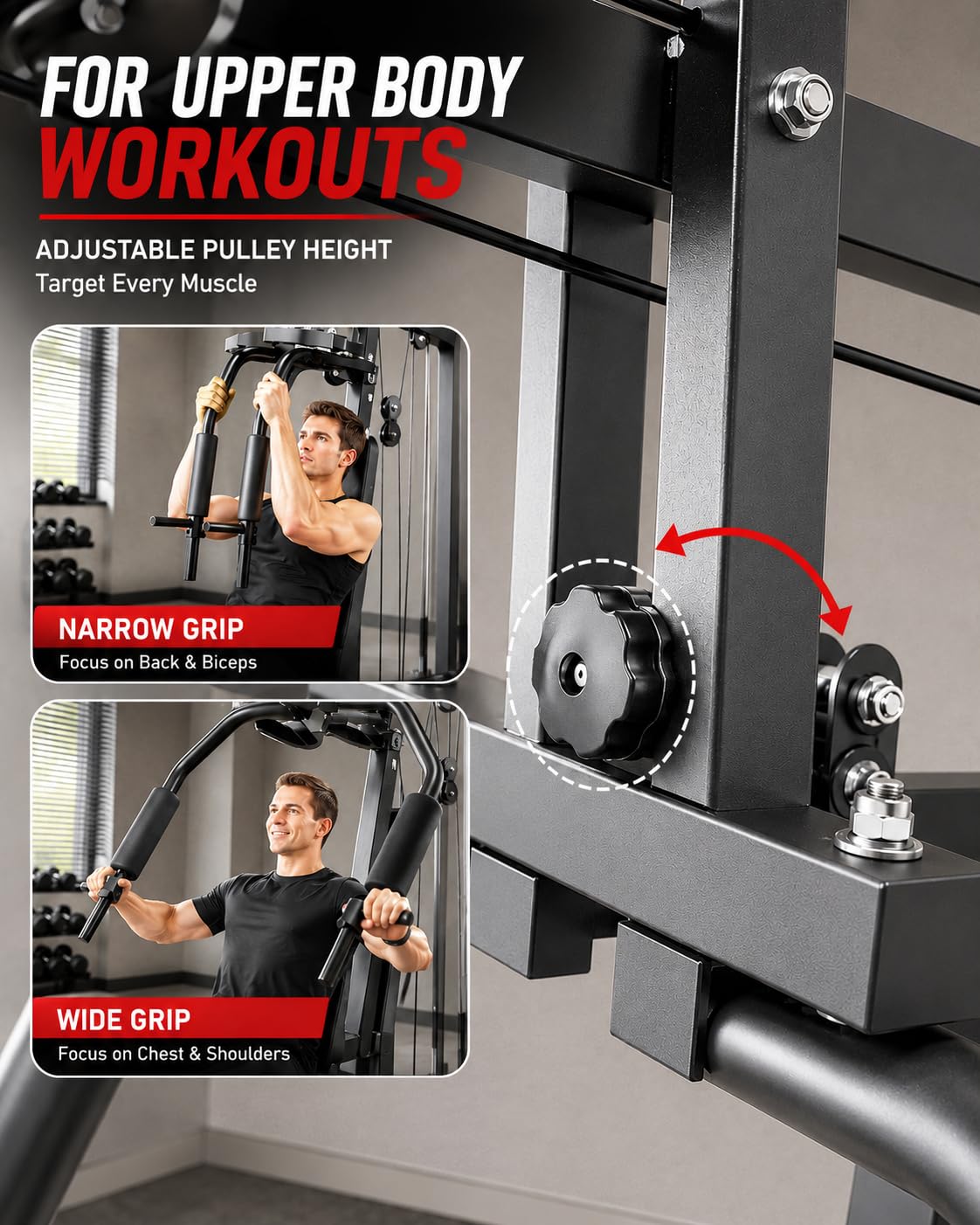 Home Gym Equipment with 100 LBS Weight Stack, All in One Full Body Workout Equipment for Home, Multi-Function Strength Training Machine with Adjustable Butterfly Arm, LAT Pulldown & Leg Extension