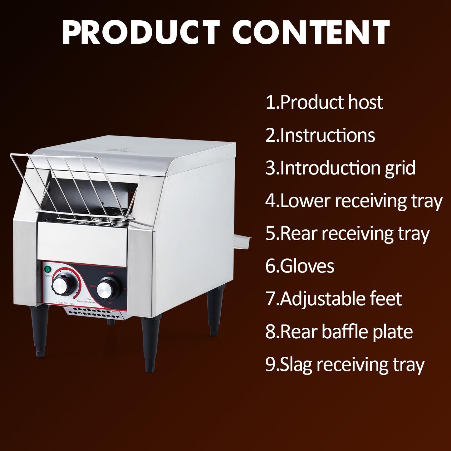 MERXENG Commercial Toaster Conveyor 300 Slices/H Heavy Duty Industrial Conveyor Toaster Stainless Steel Electric Oven with Dual Heating Tube 7-speed Adjustments for Bagel Croissant