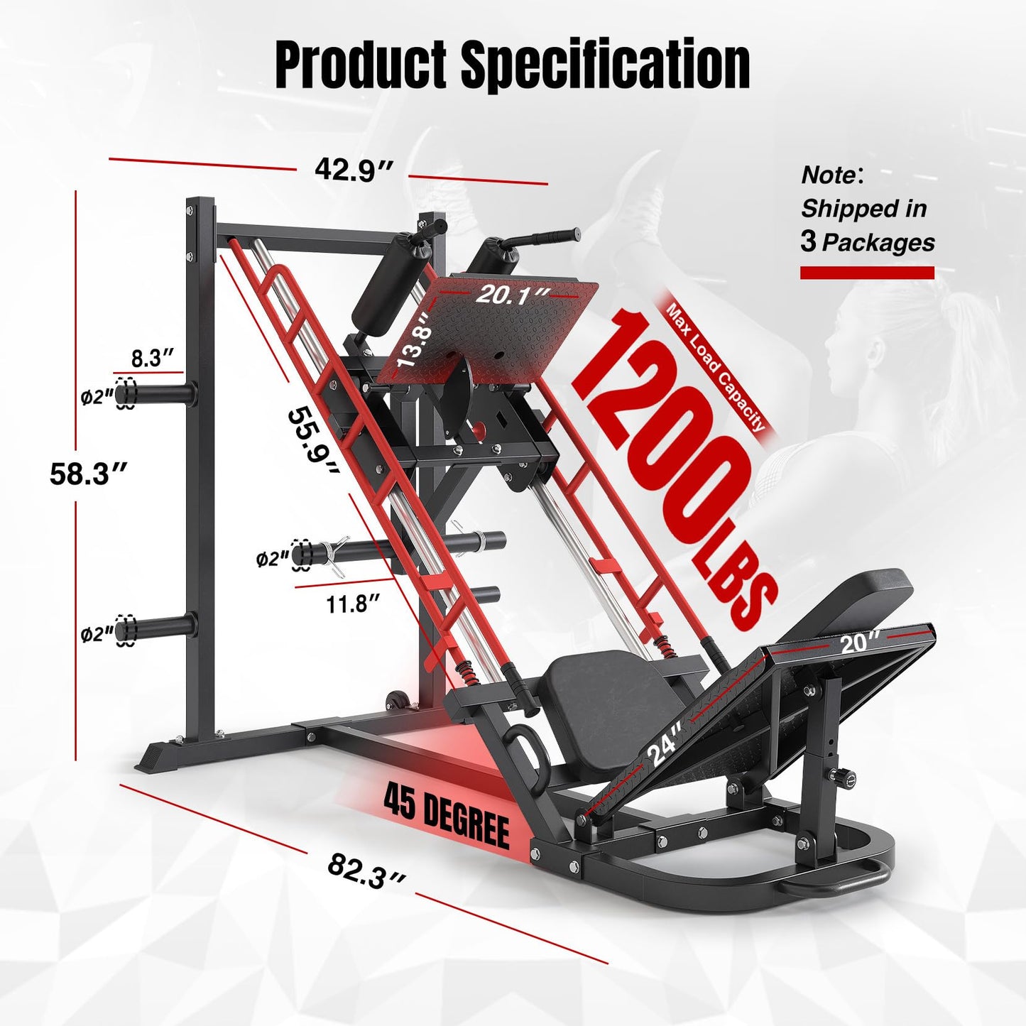 Dripex Leg Press Hack Squat Machine Combo for Home Gym, Adjustable Leg Press Machine for Full Lower Body Workout, Upgraded Leg Press with Transport Wheels and Weight Storage,Weight Plates Not Included