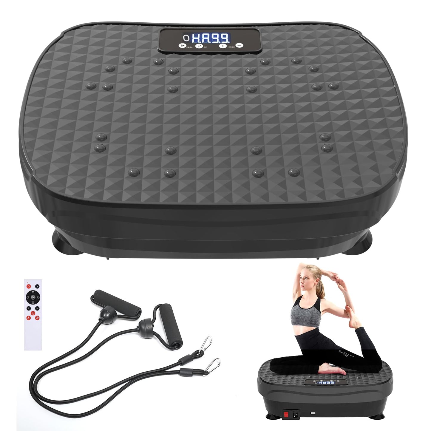 JAVRYK Vibration Plate Exercise Machine with 200 Adjustable speeds and 8 Scientific auto Modes, Compact Foldable Design and Ultra-Quiet Silicone Base for Home Workouts & Lymphatic Drainage