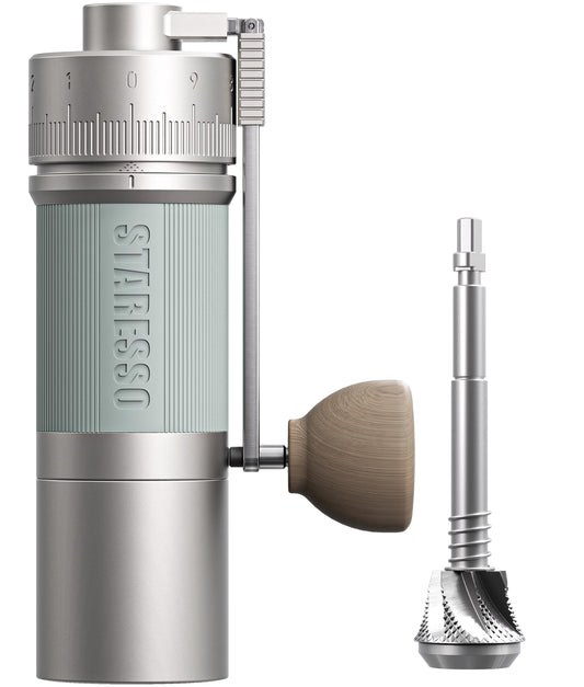 STARESSO D9 Manual Coffee Grinder, SwiftClean System | 0.008mm Ultra-Precise Adjustment | Professional Hand Grinder for Espresso, Pour Over (Starlight)