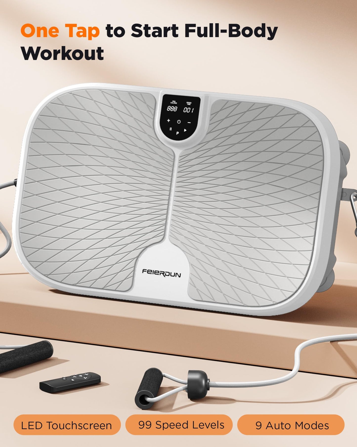 FEIERDUN Vibration Plate Exercise Machine, 400 LBS Capacity Vibration Plate for Lymphatic Drainage, Max Space for Whole-Body Workout & Relaxation at Home-Grey