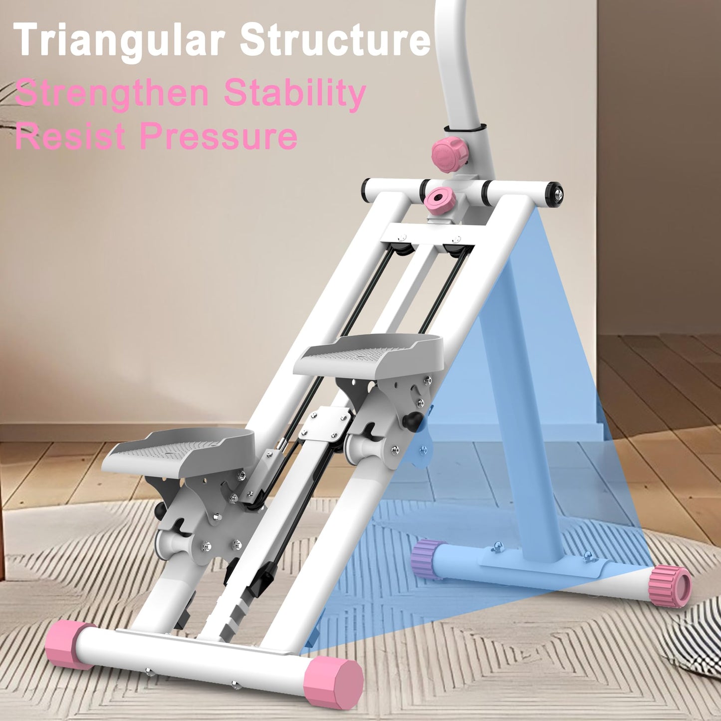 Zyerch Stair Stepper for Home, 265lbs Vertical Climber Machine for Full-Body Exercise, Resistance Home-Upgrade Climber Fitness Equipment with Stable Frame Adjustable Handlebar for Women Men, Pink
