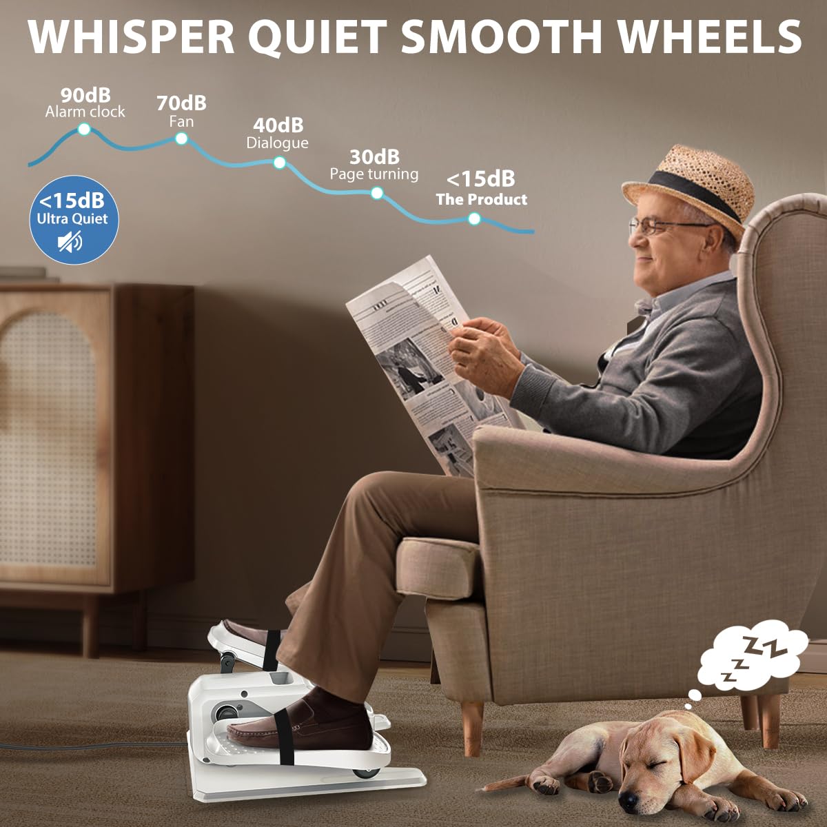 Under Desk Elliptical Machine, Electric Elliptical as Seen on TV for Seniors Adults with 15 Adjustable Speed, Quiet & Portable Electric Seated Pedal Exerciser for Home Office