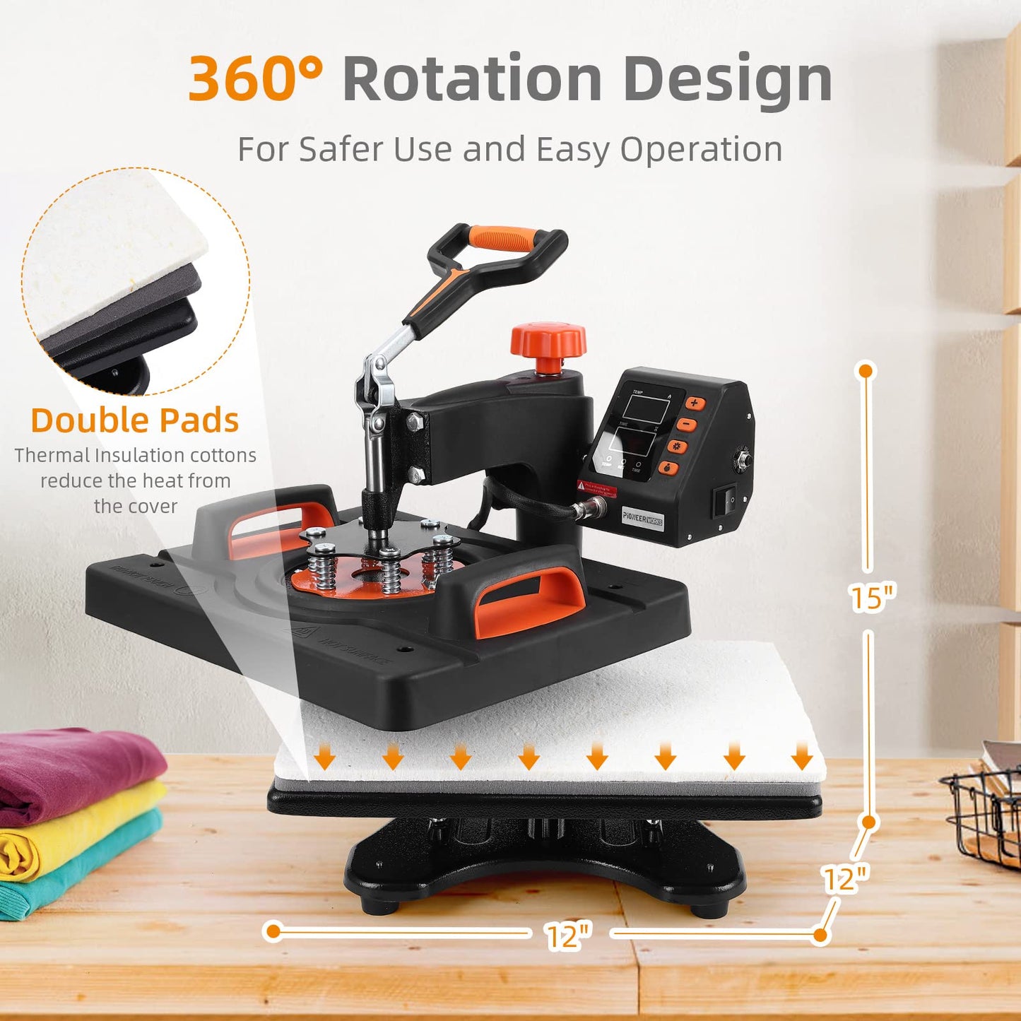 Heat Press Machine 12 x 15 inch, 6 in 1 Professional Heat Press Machines for T-Shirts, Caps, Tumbler, Mug Digital Industrial Sublimation 360-degree Rotation Multiful Heat Press Printing Machine
