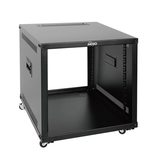 Tecmojo 9U Portable Rolling Network Rack, 4-Post Mobile Open Frame Server Rack with Wheels, Free Standing Server Cabinet for Computer/Data/AV/IT Equipment/Network Equipment