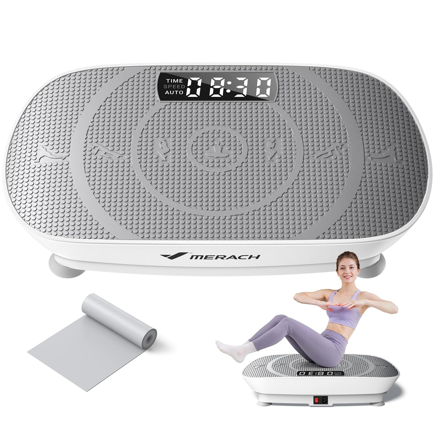 MERACH Vibration Plate Exercise Machine, Whole Body Workout Equipment for Women, Bluetooth and Silicone Pedal, Vibration Plate with Auto Mode, Vibrate Fitness Platform for Home (Grey)