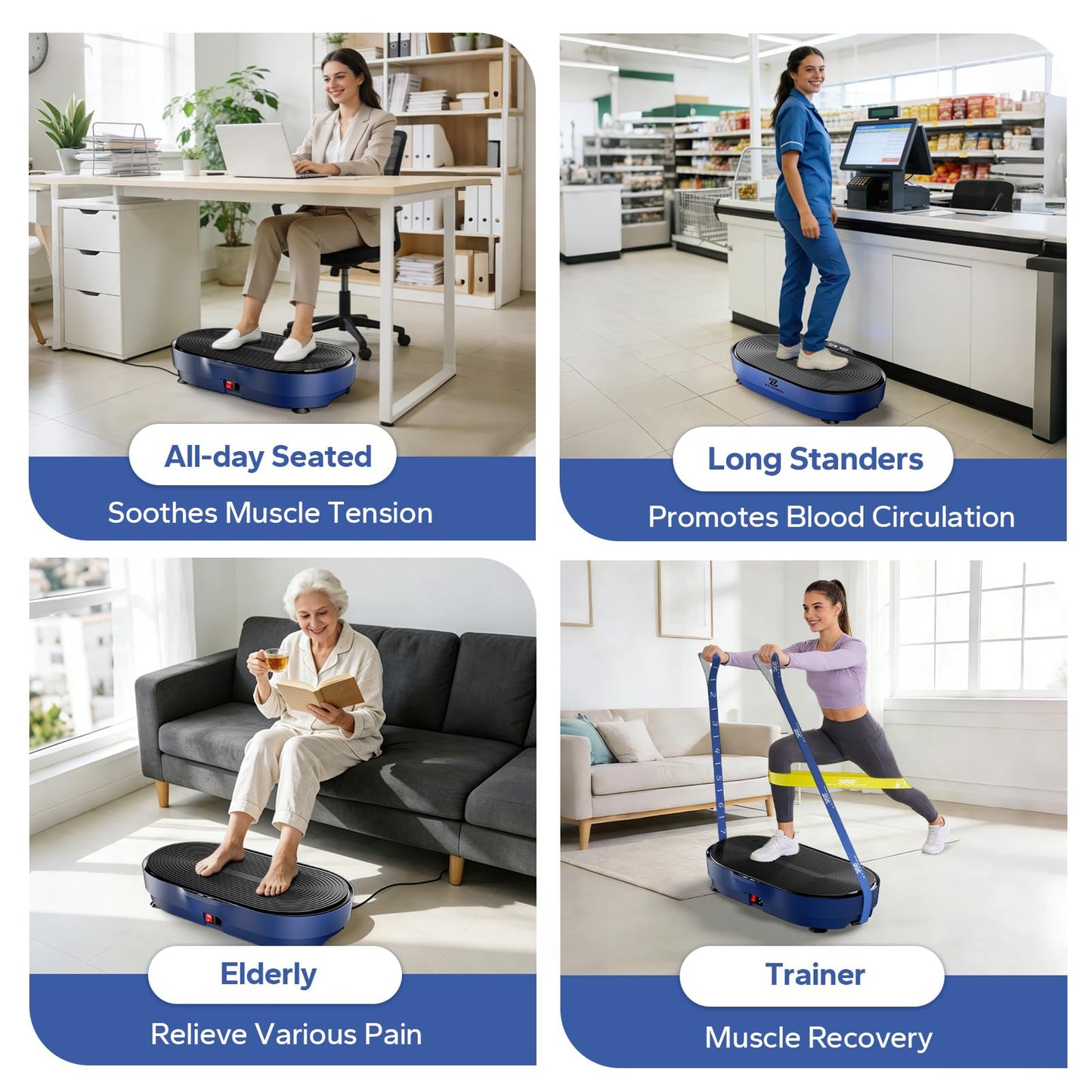 Vibration Plate Exercise Machine, Vibration Plate for Lymphatic Drainage Vibrating Plate with Loop Bands, Whole Body Vibration Plates for Weight Loss Enlarged Panel 99 Speeds 660 LBS Workout
