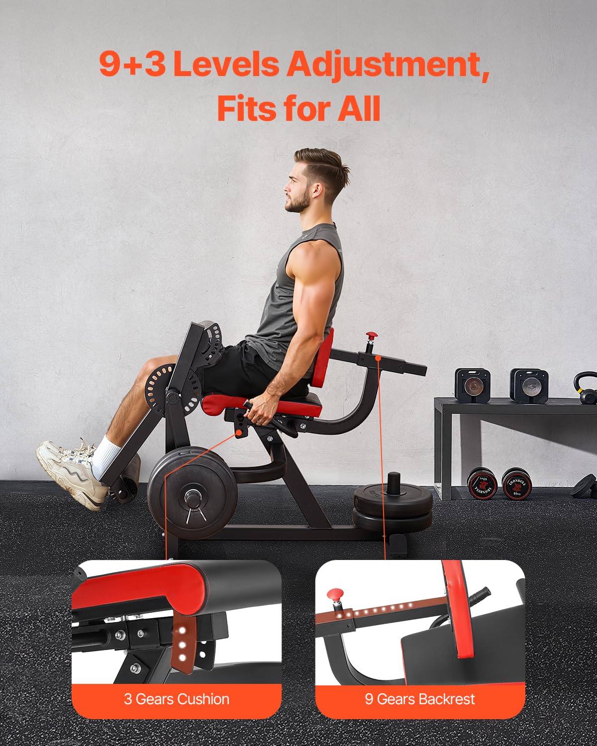 VEVOR Leg Extension and Curl Machine, 700 lbs Capacity Lower Body Special Leg Machines, Adjustable Leg Exercise Bench, Leg Rotary Extension for Thigh, Home Gym Workout Training Weight Equipment