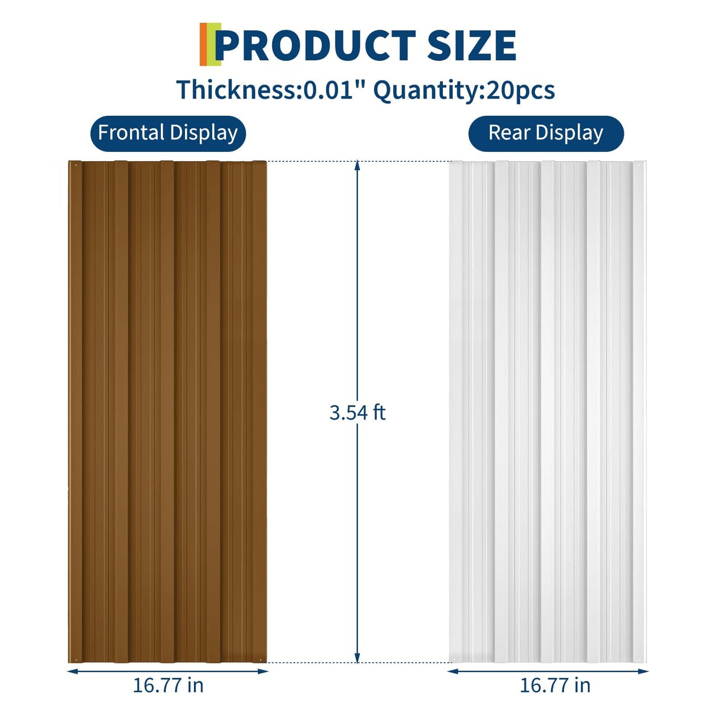 20pcs Metal Roofing Panels, 6ft Corrugated Metal Roof Panels with Screws, Heavy Duty Waterproof Galvanized Steel Roof Sheets for Outdoor Carport, Garage, Shed, Warehouse, Porch, Pergola, Patio