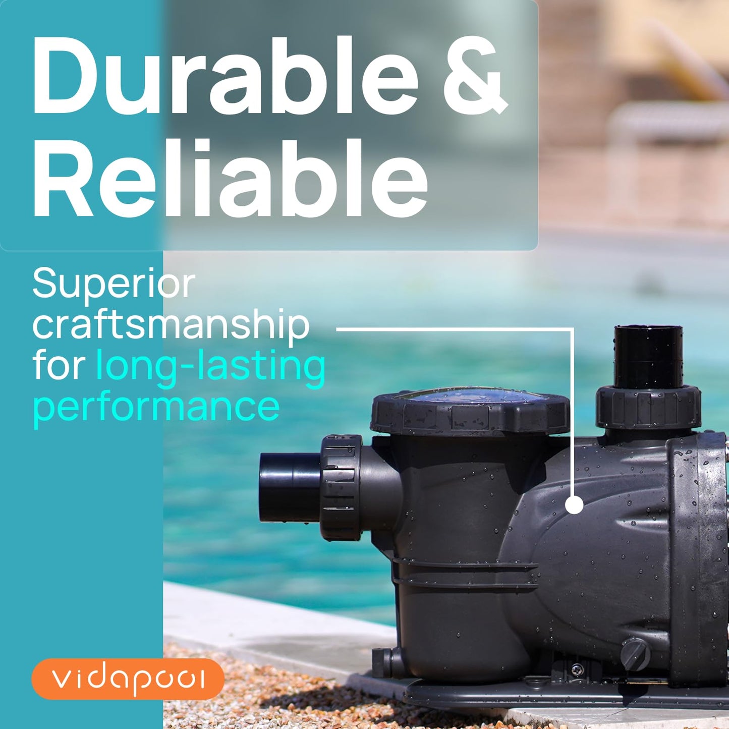 VIDAPOOL In/Above Ground Pool Pump Self Primming High Flow,Deep Black