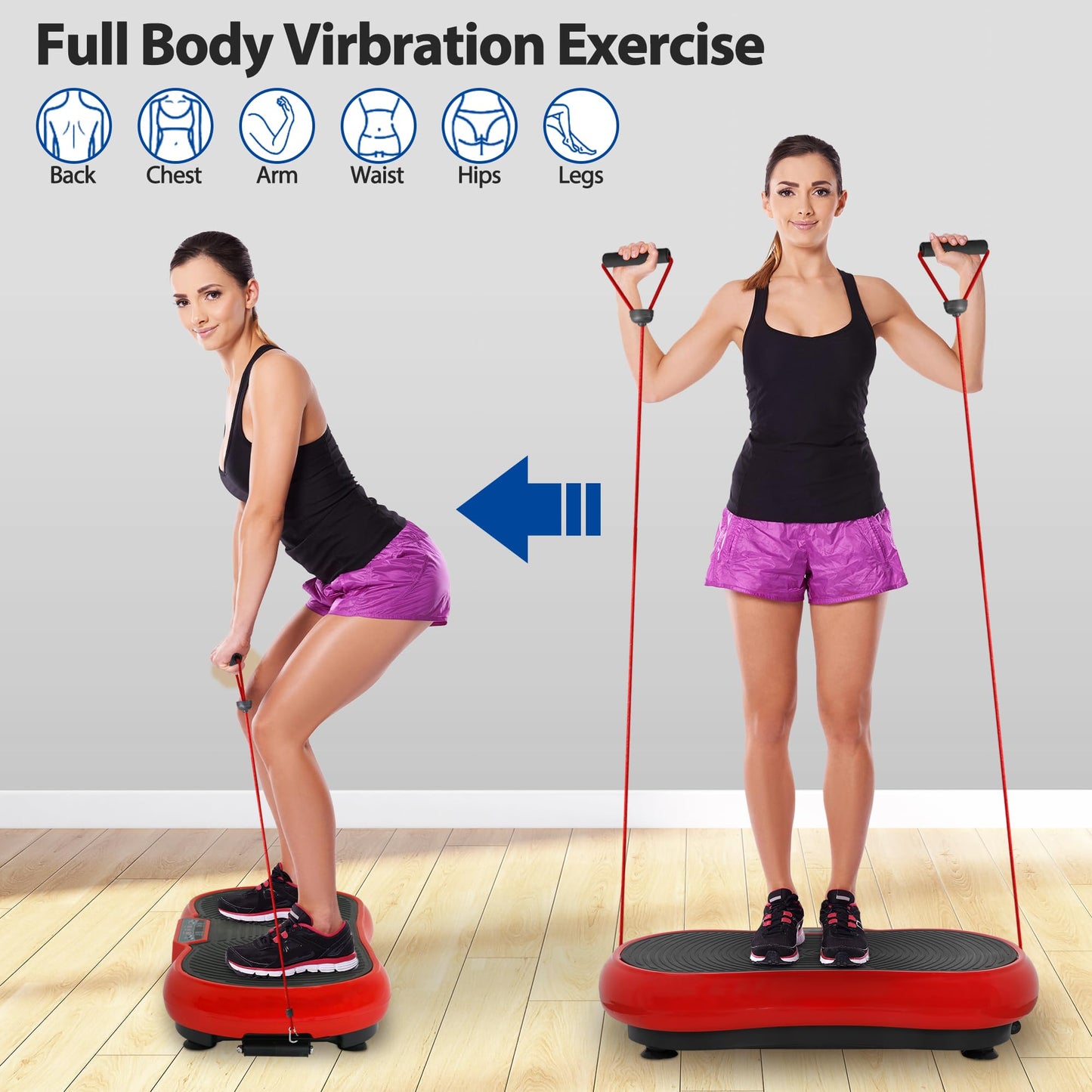 ZENY Vibration Plate Exercise Machine, Whole Body Workout Vibration Fitness Platform for Weight Loss, Toning Wellness, Home Gym Equipment (Red)