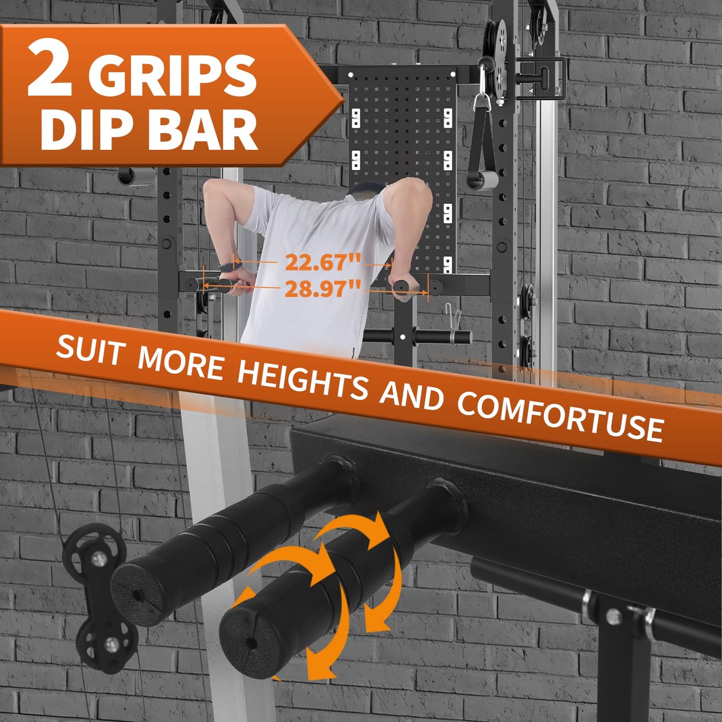 GarveeLife Power Cage, 2000 LB Squat Rack with Dual Pulley Cable Crossover, Multi-Function Home Gym Power Rack with Attachments, Full Body Strength Training Equipment for Home