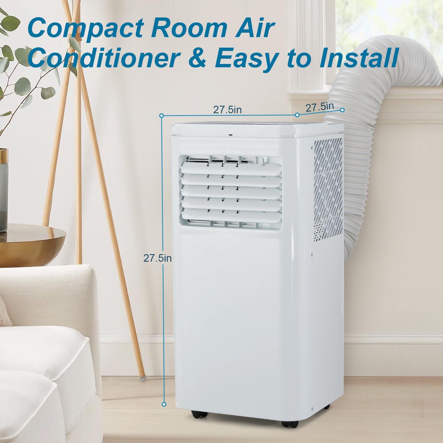 10000 BTU Portable Air Conditioners, Remote Control, 4-in-1 Quiet AC Unit, 3 Speeds, 24H Timer, Cools Room up to 450 Sq.Ft, Multi-Function Modes, Smart Control Panel