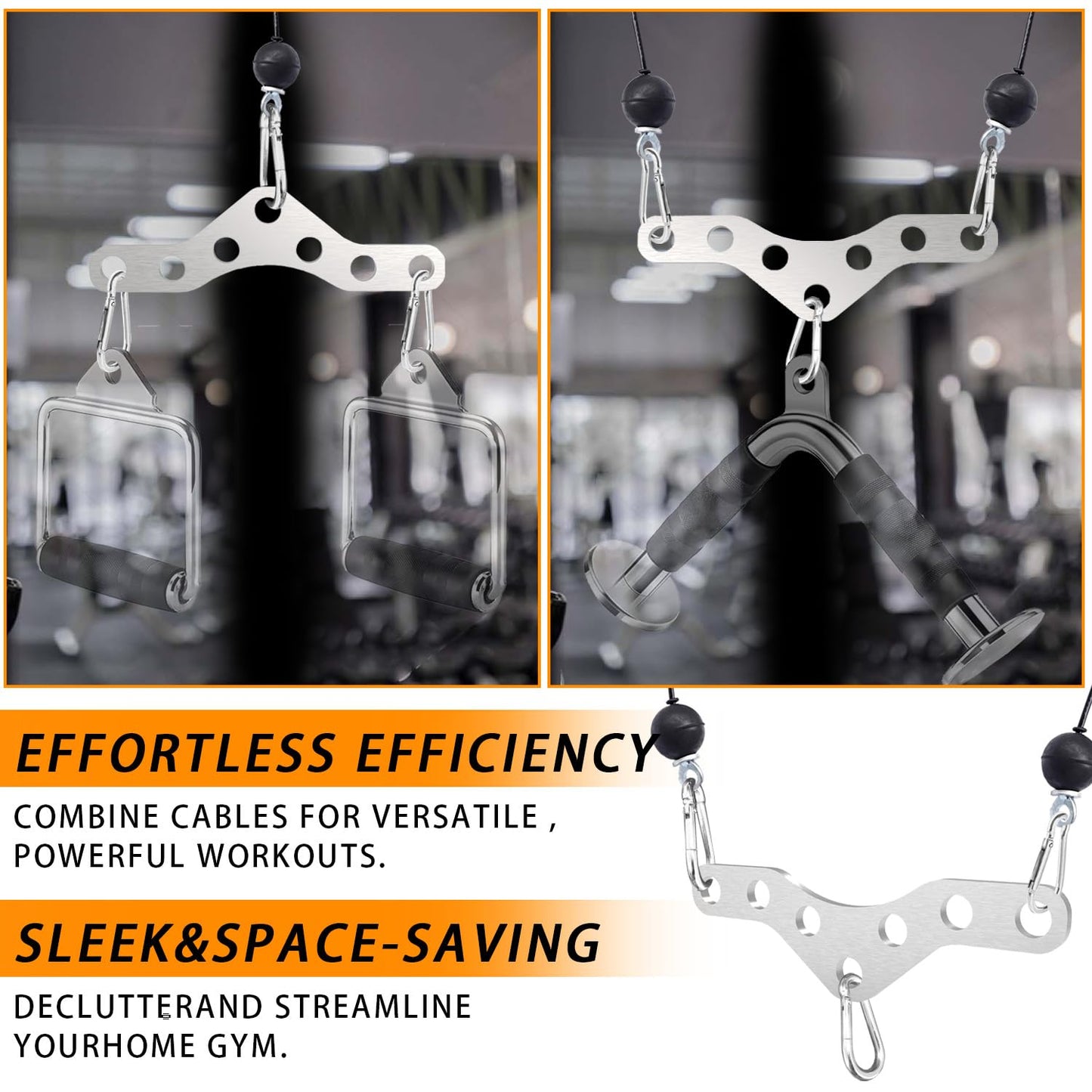 J Bryant Stainless Steel Double to Single Pulley Adaptor Plate for Cable Machine – Fitness Dual Pulley Connector with 3 Carabiners for LAT Pulldown, Triceps Pushdown, Home Gym Exercise Equipment