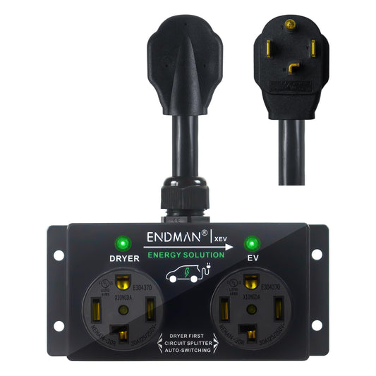 ENDMAN Automatic Power Switch for Dryer and EV Charger (NEMA 14-30P Only) - Intelligent Splitter Sharing 240V Outlet - Level 2 Home Charging Station for Renters - Compatible with Tesla & All EVs