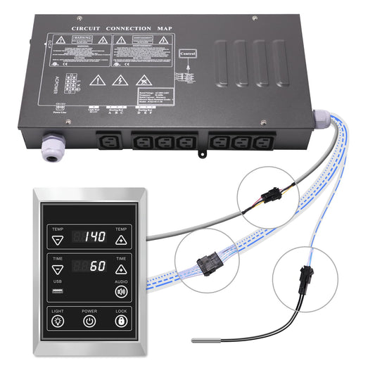 iDOTODO Infrared Sauna Electrical Control Box and Infrared Sauna LCD Control Panel with a Temperature Control Probe, 149℉, 60Min (110, Volts)