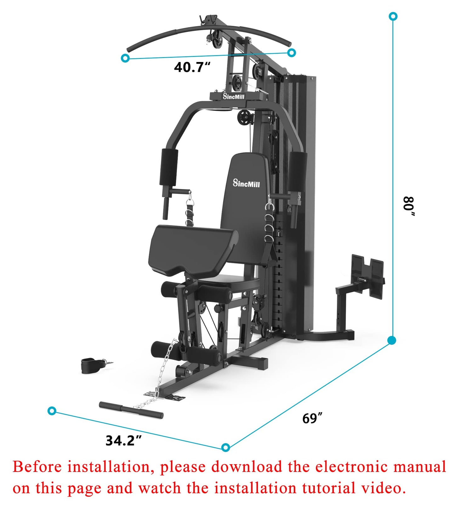 Home Gym SCM-1148L&5003 148LB Multifunctional Full Body Home Gym Equipment for Home Workout Equipment Exercise Equipment Fitness Equipment SincMill