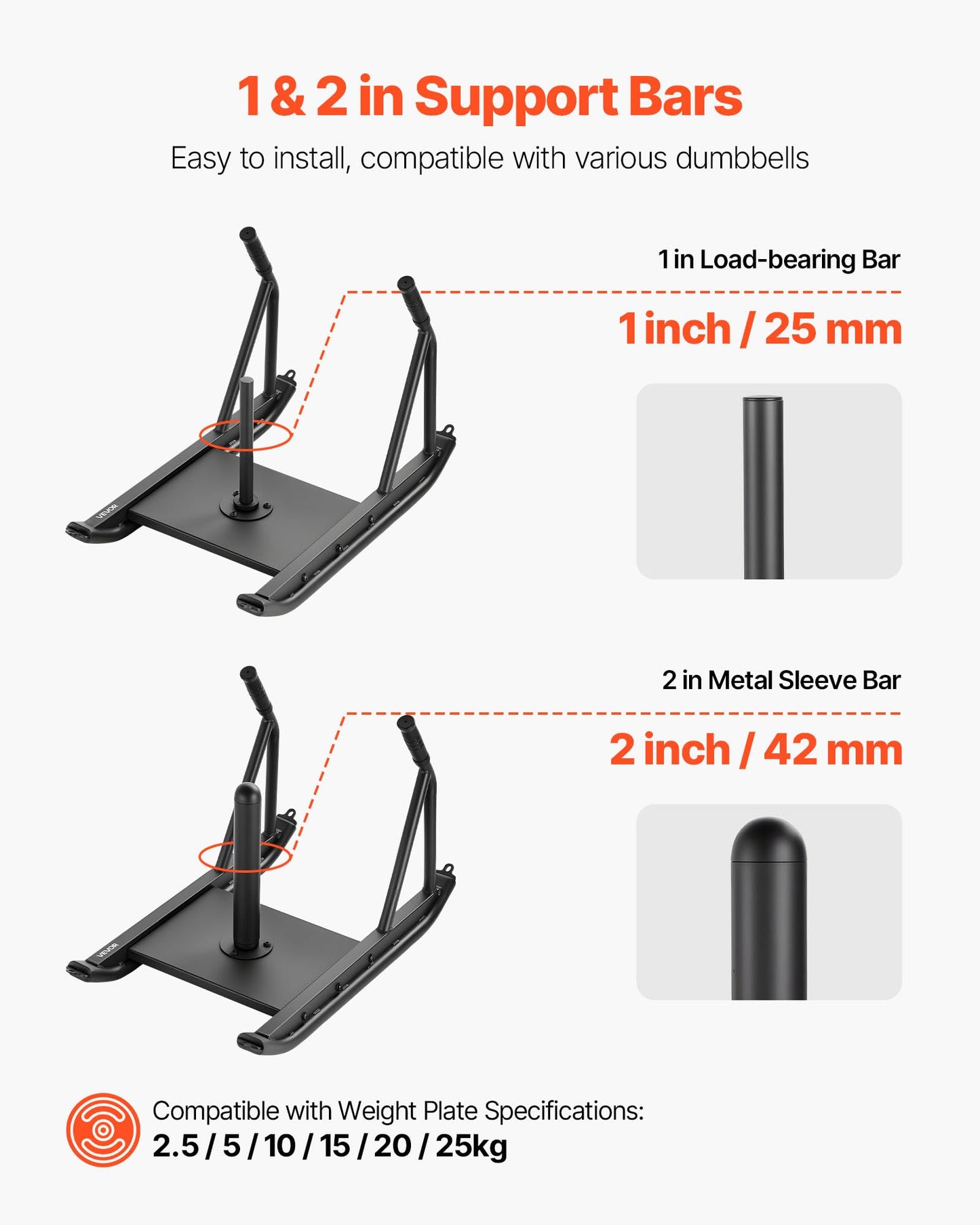 VEVOR Weight Sled, Steel Power Sled, Fitness Strength Training Pull Push Running Sled, Fitness Workout Sled Push Gym Equipment, Speed Improvement, with Handle, Compatible 1/2 in Weight Plates, Black